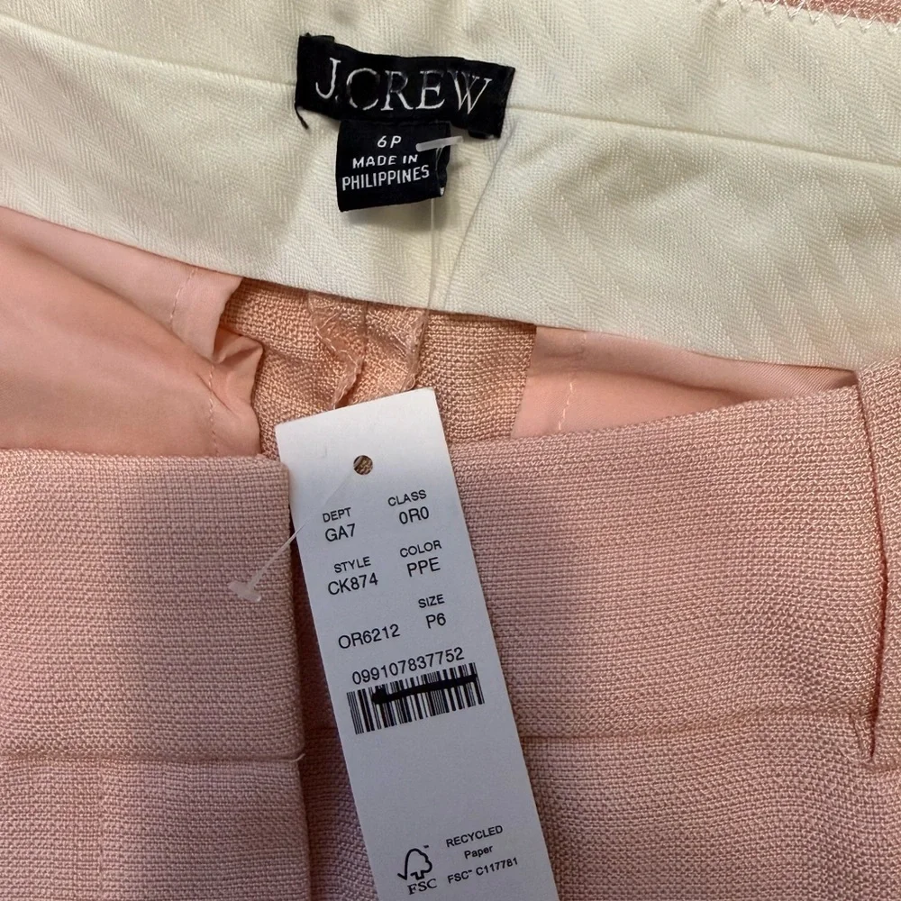 J. Crew Alexander wide-leg trousers pants in luster canvas NWT 6P Pale Petal